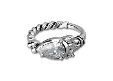 SS 316 HINGED RING W/ZIRCONIA mod.12