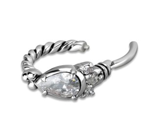 SS 316 HINGED RING W/ZIRCONIA mod.12