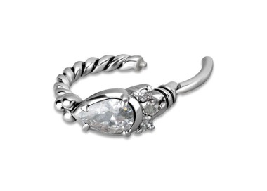 SS 316 HINGED RING W/ZIRCONIA mod.12