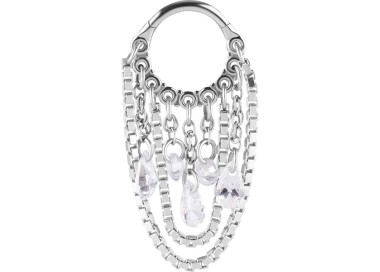 SS 316 HINGED RING WITH PEAR SHAPE AND ROUND STONE DANGLES 1,2x8mm WH