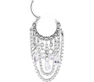 SS 316 HINGED RING WITH PEAR SHAPE AND ROUND STONE DANGLES 1,2x8mm WH