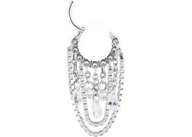 SS 316 HINGED RING WITH PEAR SHAPE AND ROUND STONE DANGLES 1,2x8mm WH