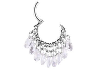 SS 316 HINGED RING WITH PEAR SHAPE STONE DANGLES 1,2x8mm WH