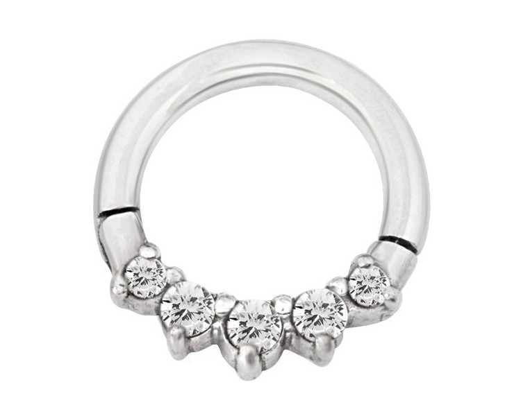 SS 316 HINGED RING SET W. ZIRCONIA (FRONT FACING) SS 316 HINGED RING SET W. ZIRCONIA (FRONT FACING)