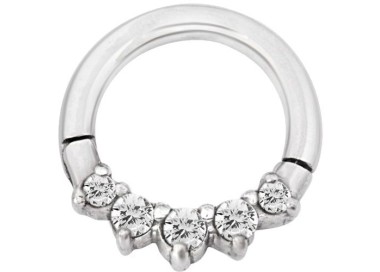SS 316 HINGED RING SET W. ZIRCONIA (FRONT FACING)
