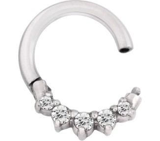 SS 316 HINGED RING SET W. ZIRCONIA (FRONT FACING)