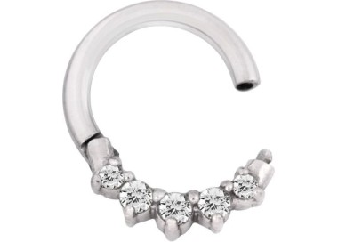 SS 316 HINGED RING SET W. ZIRCONIA (FRONT FACING)