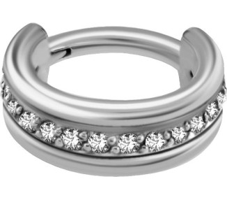 SS 316 TRIPLE HINGED RING SET WITH ZIRCONIA 1,2x7mm WH