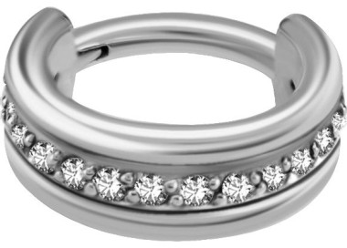 SS 316 TRIPLE HINGED RING SET WITH ZIRCONIA 1,2x7mm WH