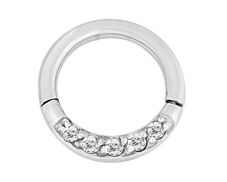 SS 316 HINGED RING SET W. ZIRCONIA (FRONT FACING) SS 316 HINGED RING SET W. ZIRCONIA (FRONT FACING)