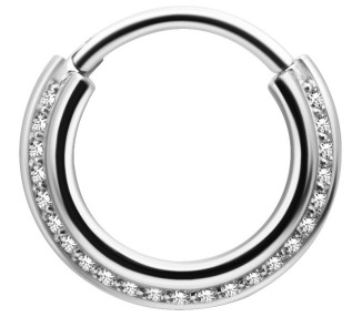 SS 316 TRIPLE SLANTED HINGED RING SET W. ZIRCONIA