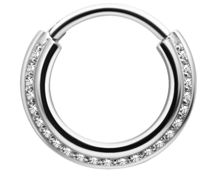 SS 316 TRIPLE SLANTED HINGED RING SET W. ZIRCONIA SS 316 TRIPLE SLANTED HINGED RING SET W. ZIRCONIA