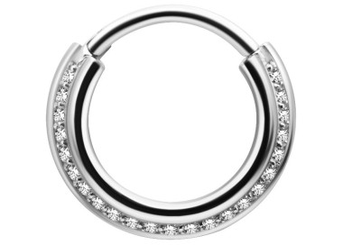 SS 316 TRIPLE SLANTED HINGED RING SET W. ZIRCONIA