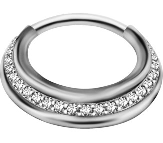 SS 316 TRIPLE SLANTED HINGED RING SET W. ZIRCONIA
