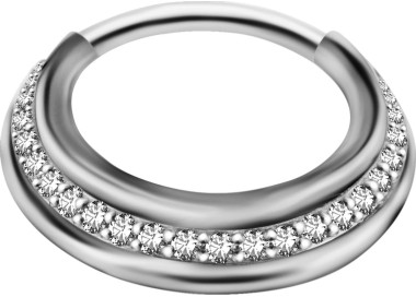SS 316 TRIPLE SLANTED HINGED RING SET W. ZIRCONIA