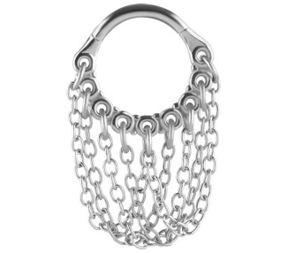 SS 316 HINGED RING WITH CHAIN DANGLES (PLAIN) 1,2x8mm