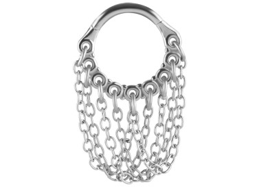SS 316 HINGED RING WITH CHAIN DANGLES (PLAIN) 1,2x8mm