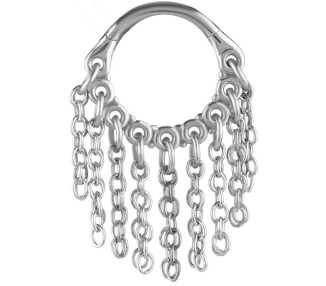 SS 316 HINGED RING WITH CHAIN DANGLES (PLAIN) 1,2x8mm
