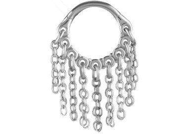 SS 316 HINGED RING WITH CHAIN DANGLES (PLAIN) 1,2x8mm
