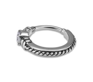 SS 316 HINGED RING W/ZIRCONIA mod.18