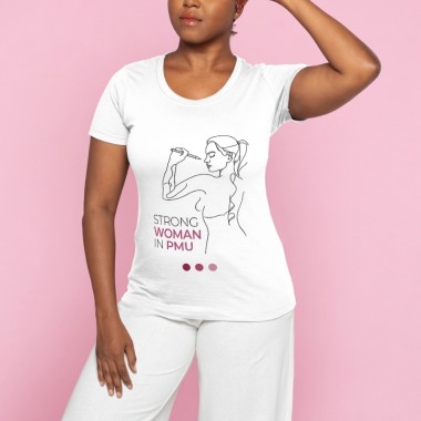 Maglietta STRONG WOMAN IN PMU MakeUp Supply - 100% Cotone - Taglia M