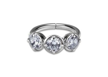 SS 316 HINGED RING W/ZIRCONIA mod.17