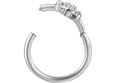 SS 316 FLOWER HINGED RING SET W. ZIRCONIA (SIDE FACING)