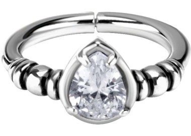SS 316 HINGED RING SET W. TEARDROP ZIRCONIA