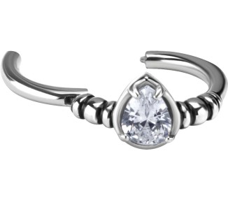 SS 316 HINGED RING SET W. TEARDROP ZIRCONIA