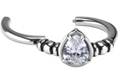 SS 316 HINGED RING SET W. TEARDROP ZIRCONIA