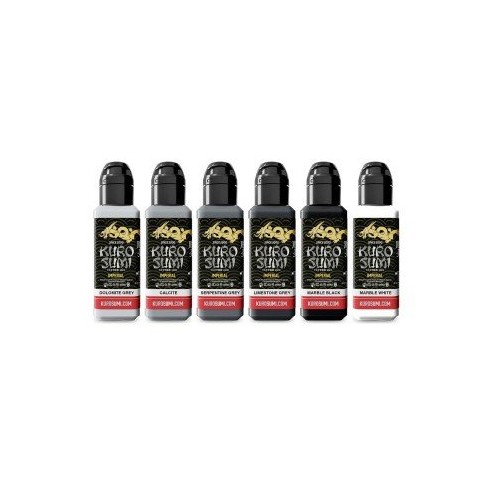MARBLE STONE SET - Kuro Sumi Imperial - 6 × 44 ml - Colori Tattoo REACH