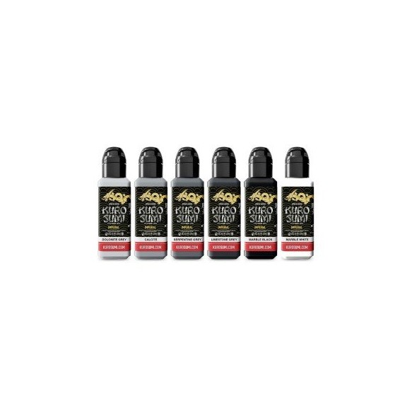 MARBLE STONE SET - Kuro Sumi Imperial - 6 × 44 ml - Colori Tattoo REACH