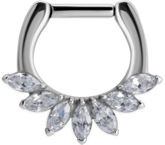 SS 316 SEPTUM CLICKER WITH MARQUISE ZIRCONIA