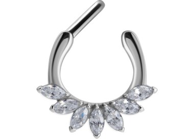 SS 316 SEPTUM CLICKER WITH MARQUISE ZIRCONIA