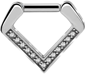 SS 316 V SHAPE SEPTUM CLICKER WITH ZIRCONIA 1,2x8mm WH
