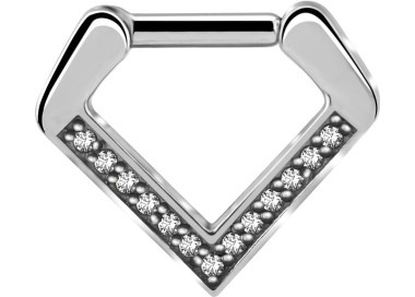 SS 316 V SHAPE SEPTUM CLICKER WITH ZIRCONIA 1,2x8mm WH