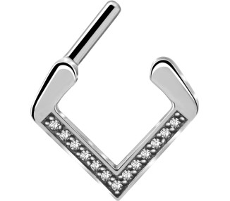 SS 316 V SHAPE SEPTUM CLICKER WITH ZIRCONIA 1,2x8mm WH