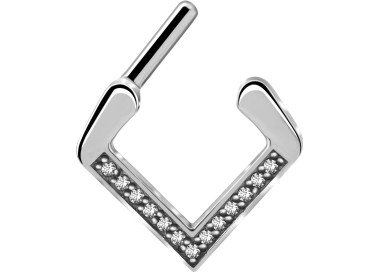 SS 316 V SHAPE SEPTUM CLICKER WITH ZIRCONIA 1,2x8mm WH