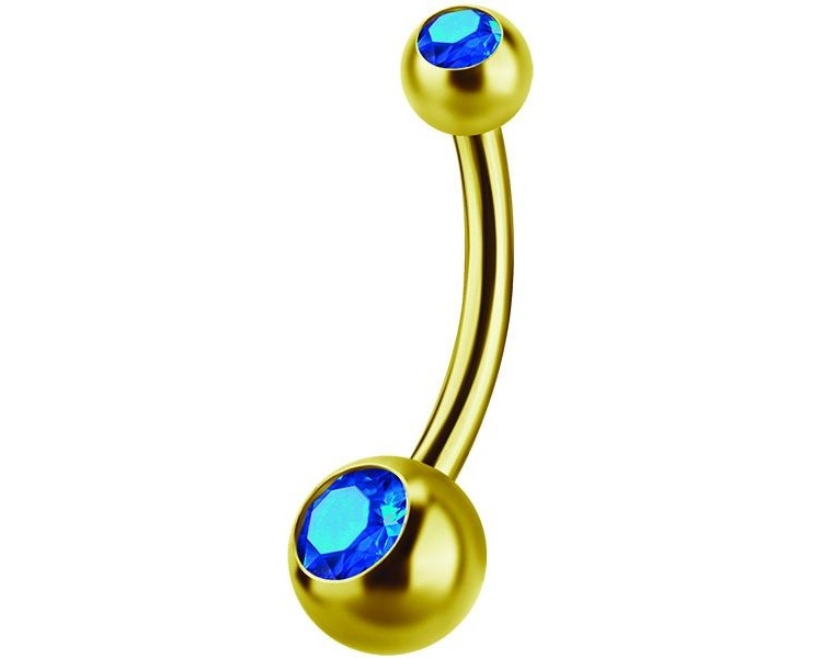 GD 316 6mm DOUBLE JEWEL NAVEL BARBELLS GD 316 6mm DOUBLE JEWEL NAVEL BARBELLS