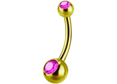 GD 316 6mm DOUBLE JEWEL NAVEL BARBELLS