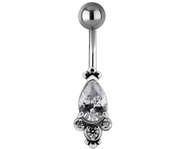 SS 316 JEWEL BANANA 1,6x10mm TRIBAL BELLY - model 22 WH SS 316 JEWEL BANANA 1,6x10mm TRIBAL BELLY - model 22 WH