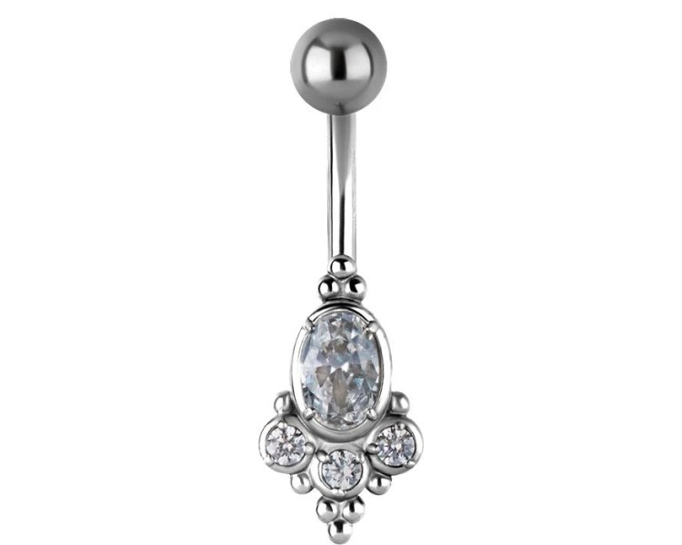 SS 316 JEWEL BANANA 1,6x10mm TRIBAL BELLY - model 19 WH SS 316 JEWEL BANANA 1,6x10mm TRIBAL BELLY - model 19 WH