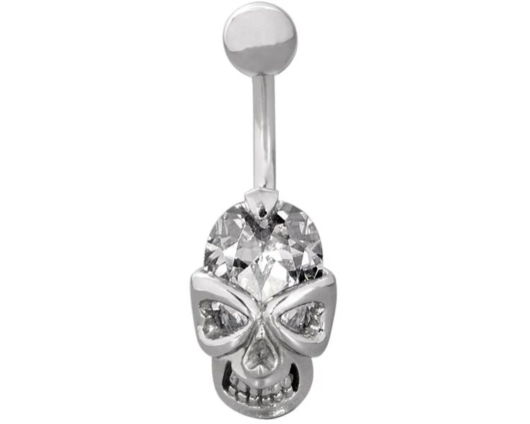 SS 316 JEWEL BANANA 1,6x10mm SKULL - WH SS 316 JEWEL BANANA 1,6x10mm SKULL - WH