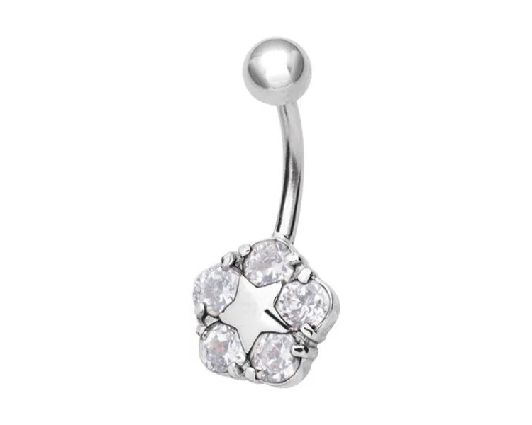 SS 316 JEWEL BANANA 1,6x10mm FLOWER STAR - WH SS 316 JEWEL BANANA 1,6x10mm FLOWER STAR - WH
