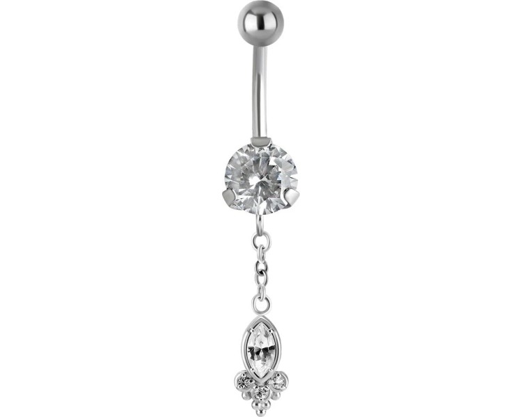 SS 316 JEWEL BANANA WITH DANGLES 1,6x10mm model 37 WH SS 316 JEWEL BANANA WITH DANGLES 1,6x10mm model 37 WH