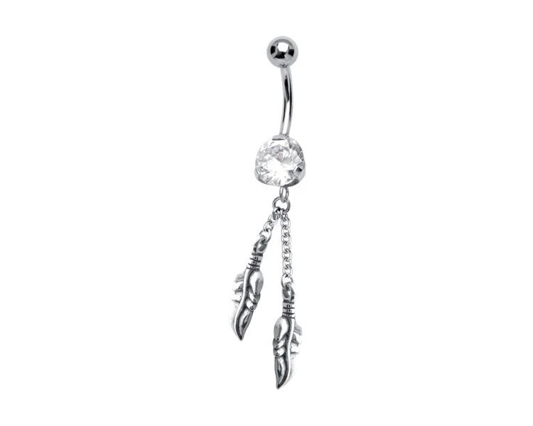 SS 316 JEWEL BANANA WITH DANGLES 1,6x10mm model 19 WH SS 316 JEWEL BANANA WITH DANGLES 1,6x10mm model 19 WH