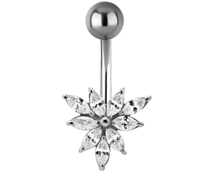 SS 316 JEWEL BANANA 1,6x10mm MARQUISE CLUSTER - WH SS 316 JEWEL BANANA 1,6x10mm MARQUISE CLUSTER - WH