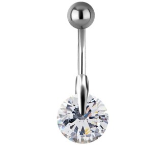 SS 316 JEWEL BANANA 1,6x10mm SOLITAIRE ROUND SETTING - WH