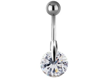 SS 316 JEWEL BANANA 1,6x10mm SOLITAIRE ROUND SETTING - WH