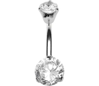 SS 316 BANANA WITH 8mm PRONG SET DOUBLE JEWEL